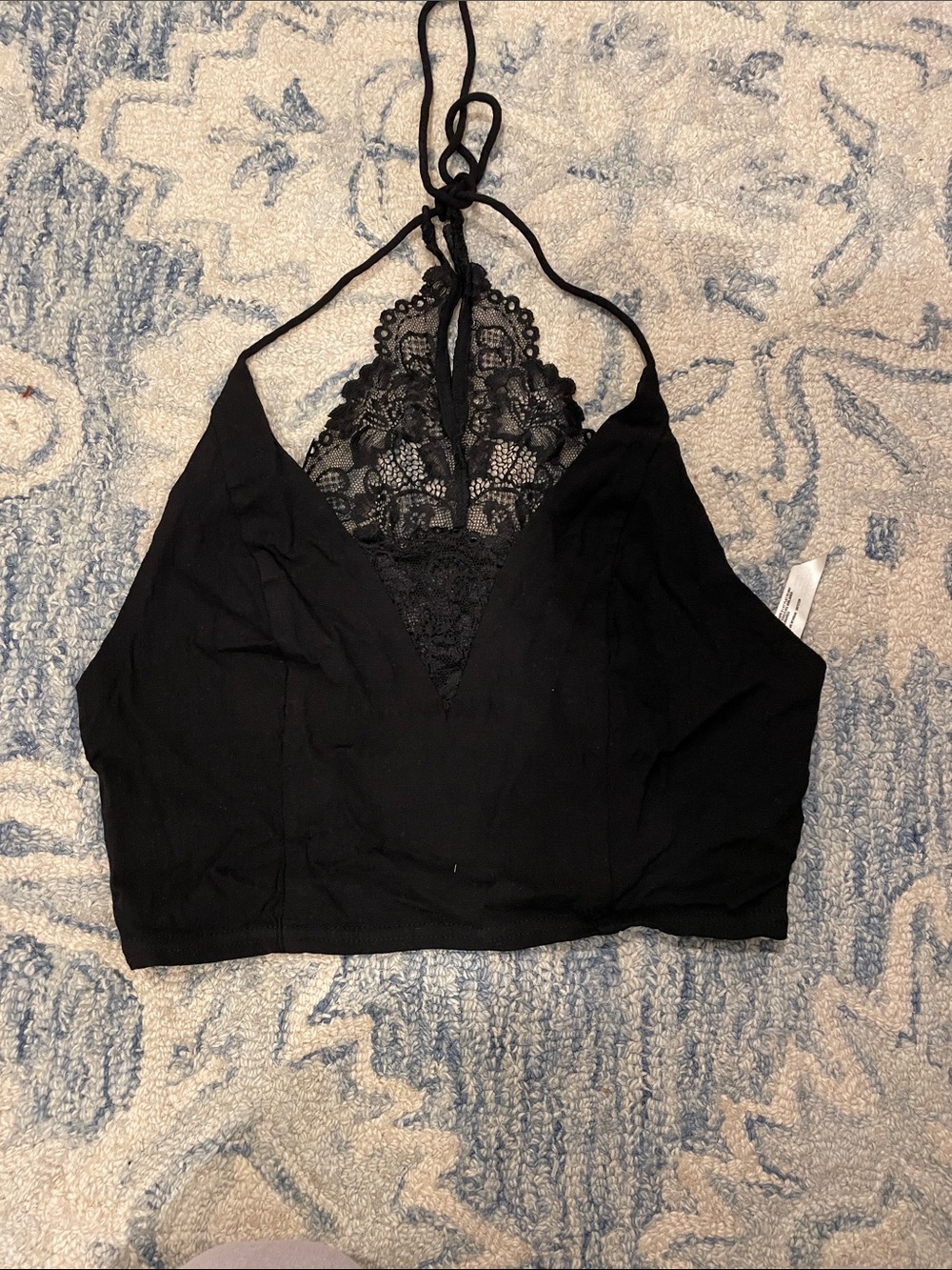 Free People Black Lace Halter Camisole